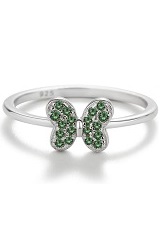 elegant sterling silver butterfly green cubic zirconia birthstone baby ring